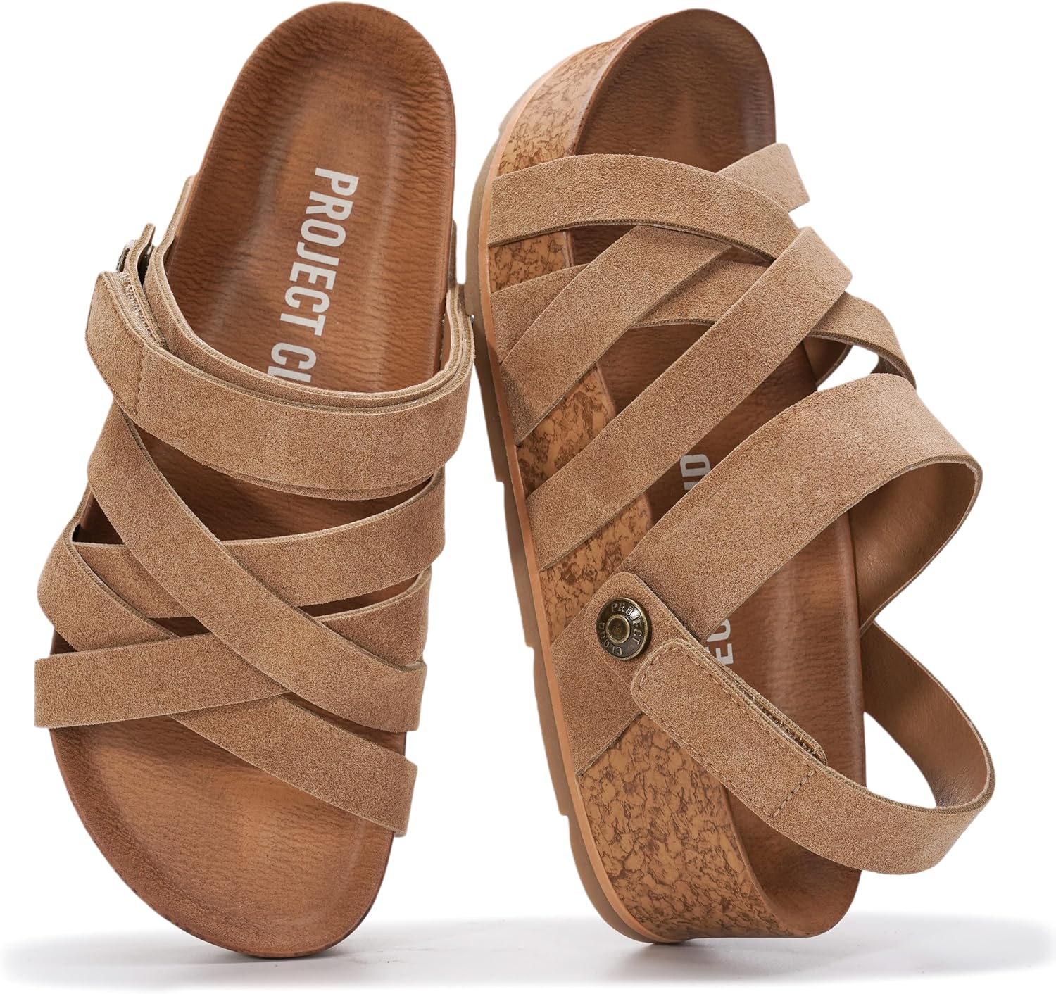 Project Cloud 100% Genuine Leather Platform Sandals Women – Strappy Wedges with Comfortable Plush Insole – Lightweight & Non Slip Wedge Sandals for Women 2026 (Pacifica)