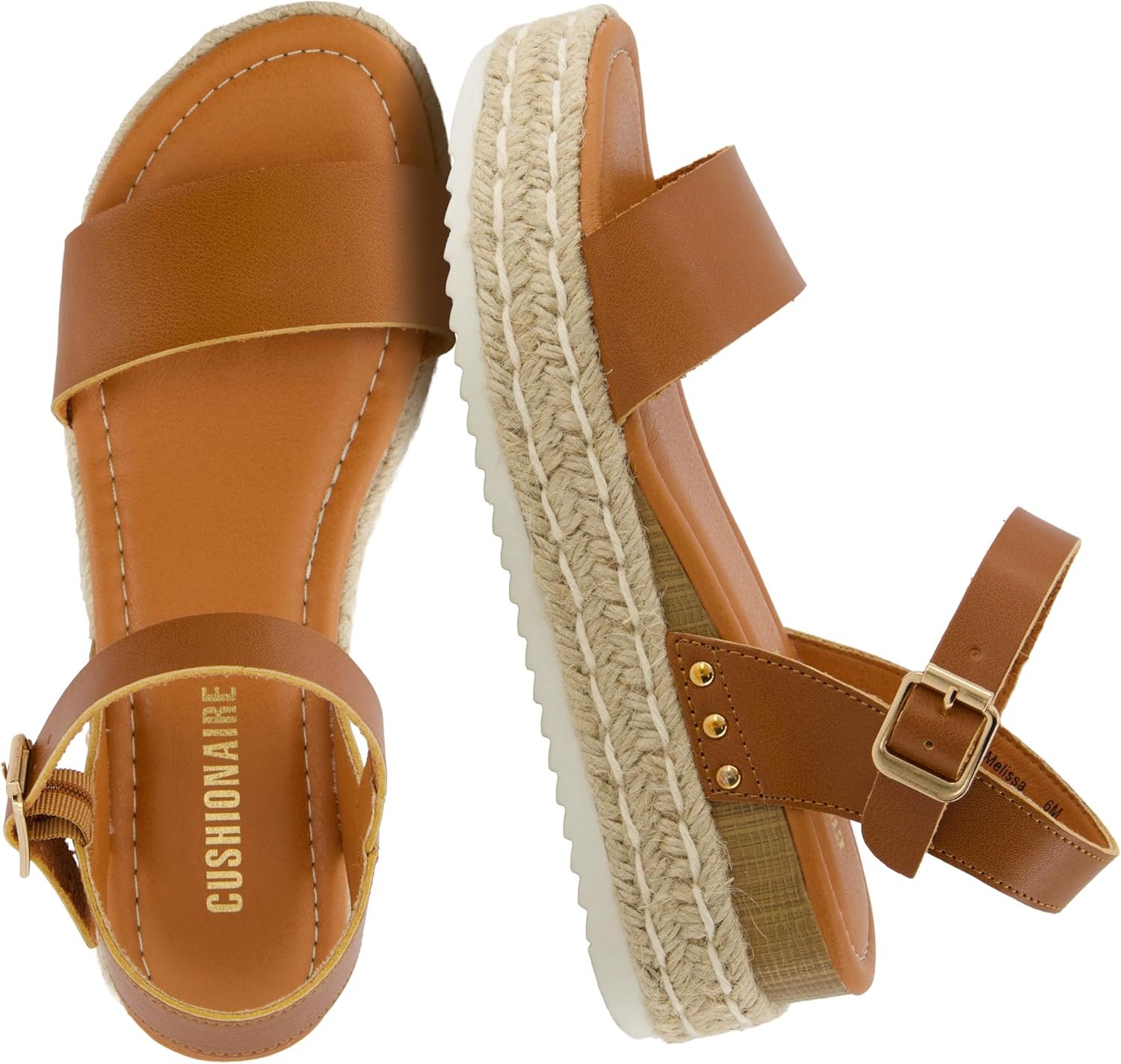 CUSHIONAIRE Melissa Espadrille Platform Sandals For Women with Adjustable Ankle Strap and Memory Foam Insole-Comfortable Womens Sandals for Summer