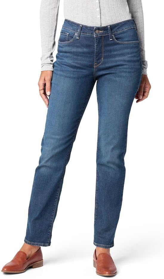 Levi Strauss Signature Gold Women’s Totally Shaping Straight Jeans Mid Rise Stretch Denim Curvy (Available in Plus)