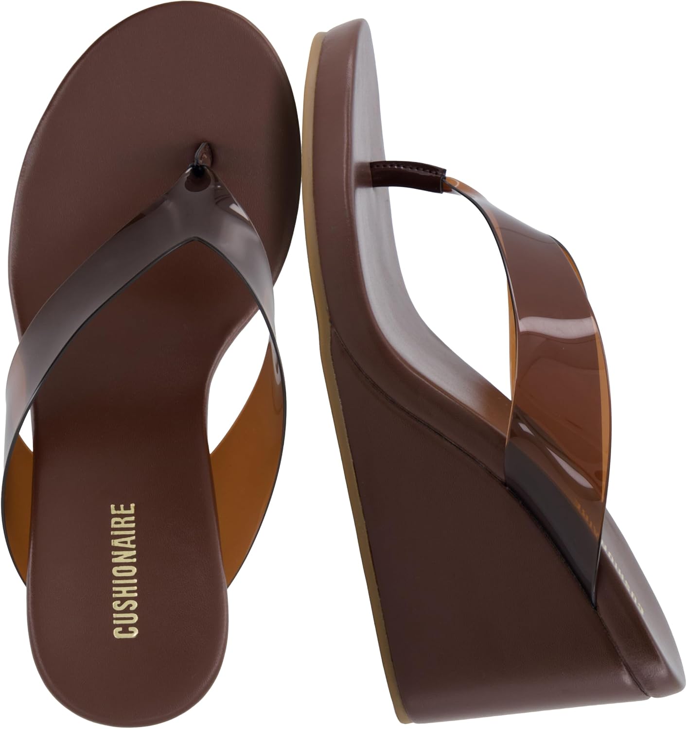 CUSHIONAIRE Bera Platform Thong Womens Sandals, Stylish Wedge Flip Flops for Women with Contoured Comfort Footbed