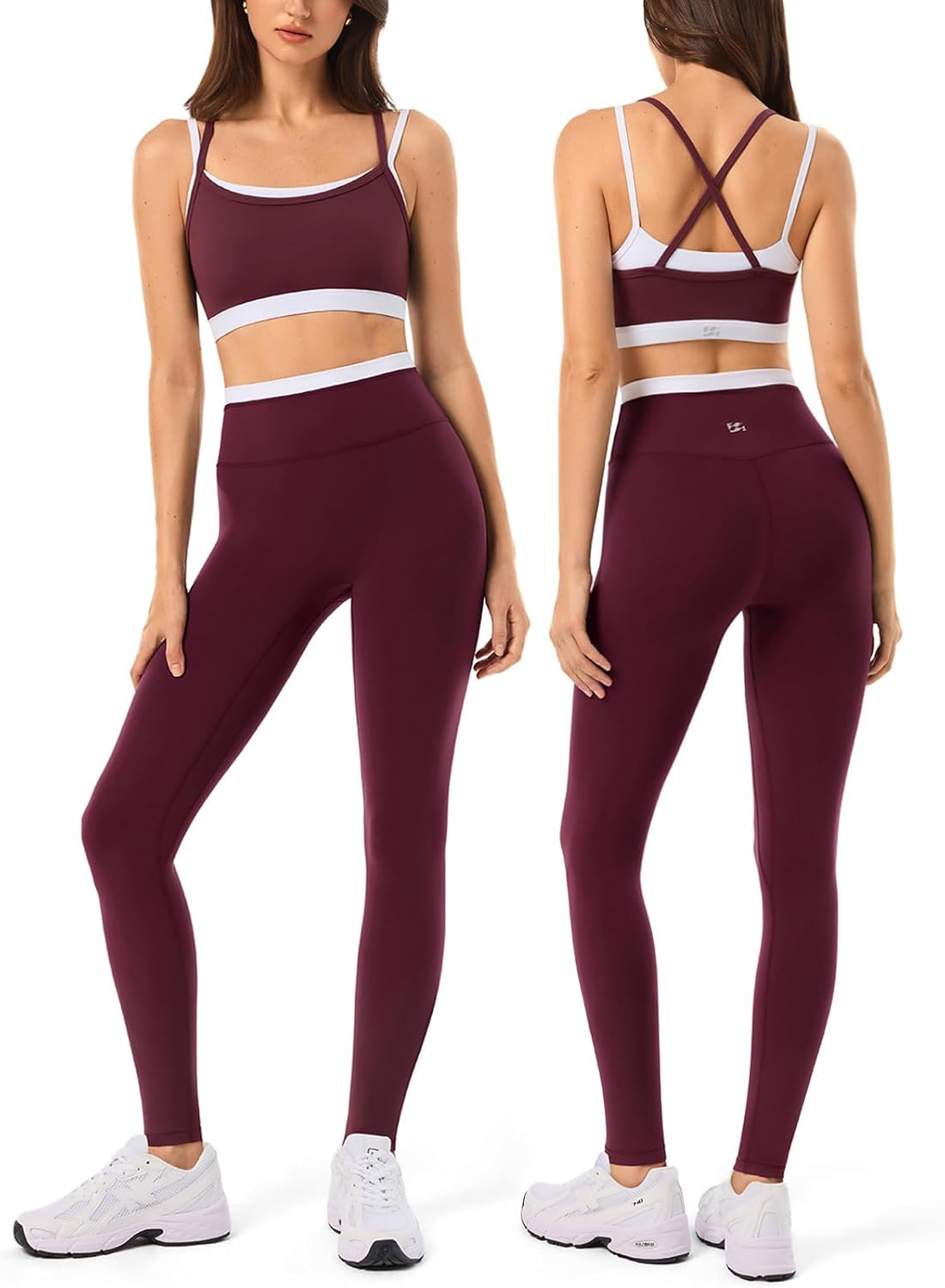 2 Pieces Workout Sets for Women,Seamless Yoga Leggings with Padded Sports Bras,Athletic Matching Outfits,Gym,Casual