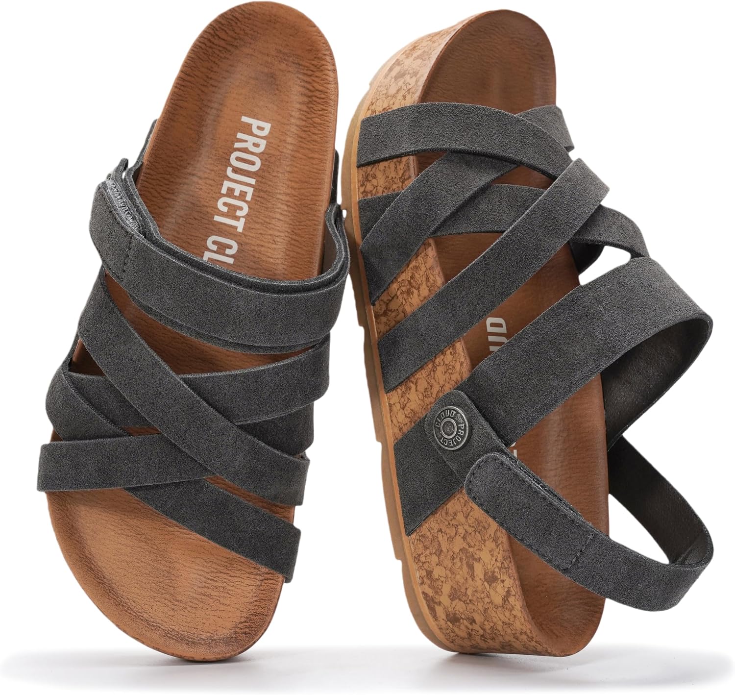 Project Cloud 100% Genuine Leather Platform Sandals Women – Strappy Wedges with Comfortable Plush Insole – Lightweight & Non Slip Wedge Sandals for Women 2026 (Pacifica,CHARSDE,8.5)