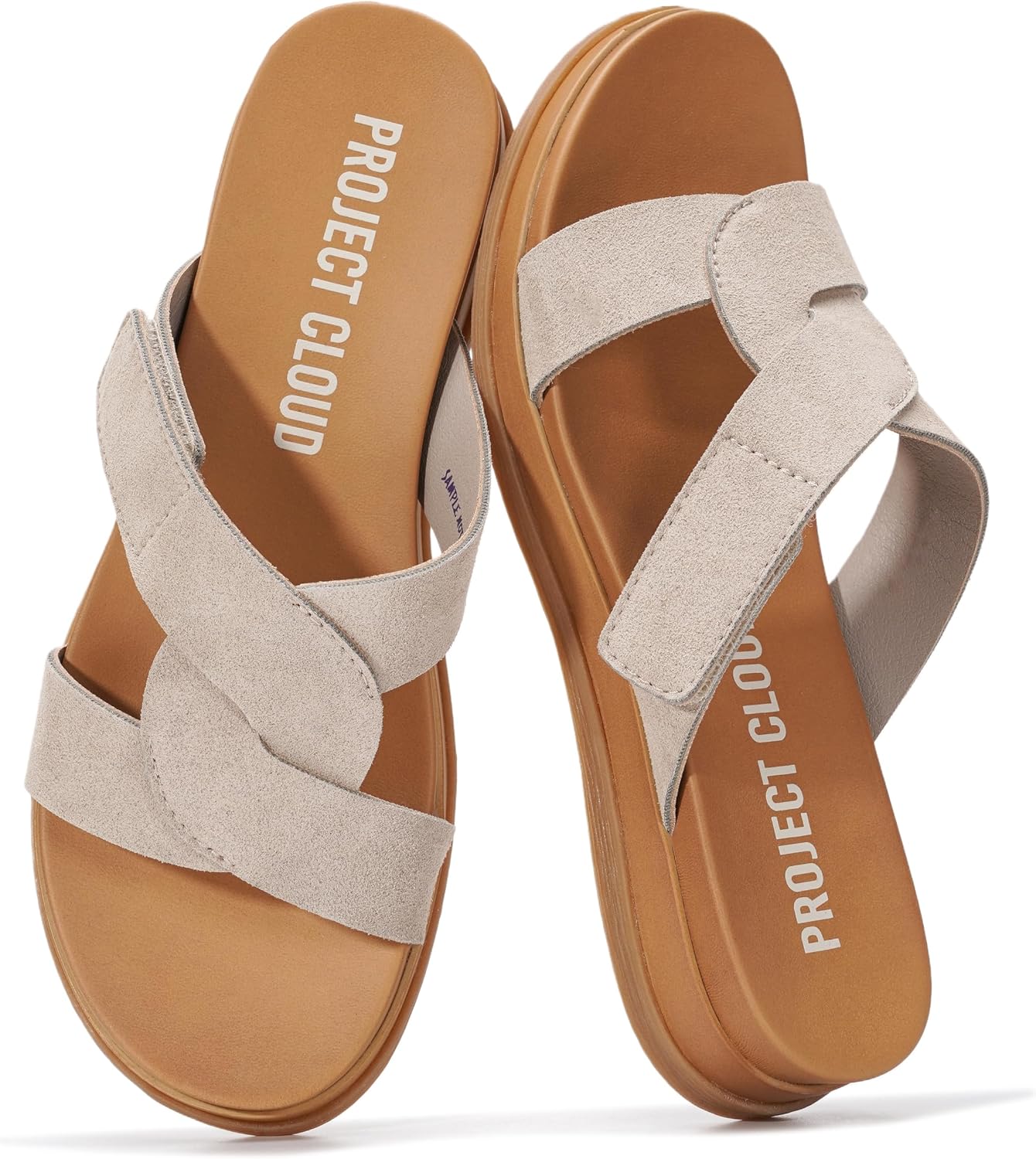 Project Cloud Low Wedge Sandals for Women 2026 – Easy Slip On Sandals with Plush Cushioned Insole – Lightweight & Non Slip Womens Slides for Women Footwear (Nina,BIRCHSDE,9)