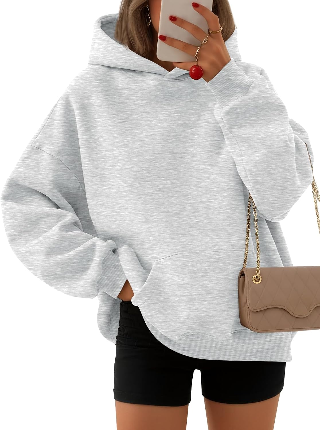 EFAN Women’s Oversized Comfort Fleece Hoodies, Cozy Trendy Pullover Sweatshirts with Pockets For Fall & Winter