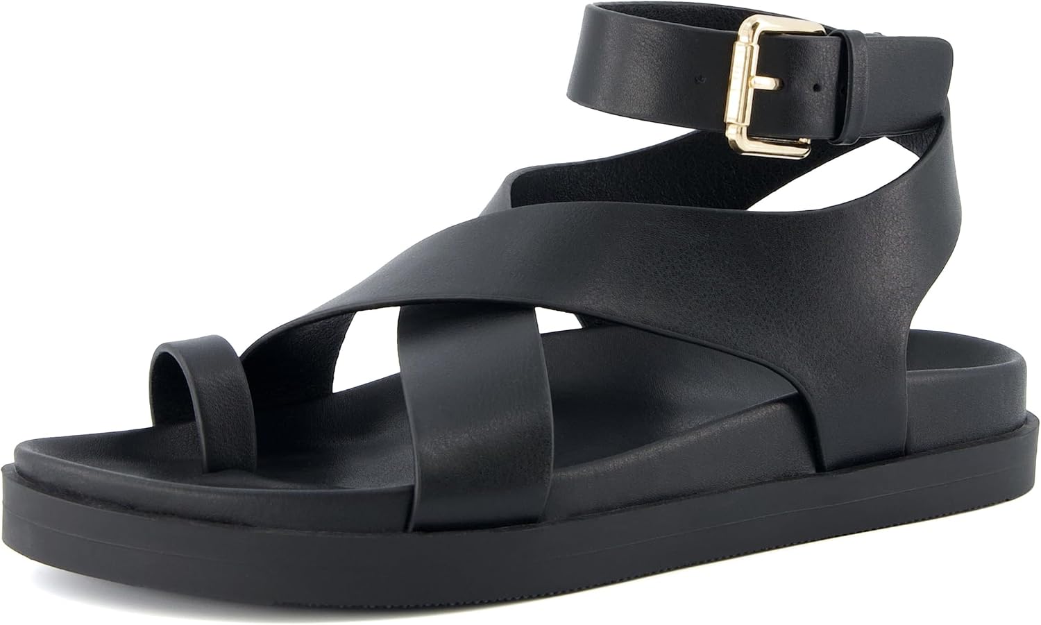 CUSHIONAIRE Entry Womens Ankle Wrap Molded Footbed Sandal with Adjustable Strap | Non-Slip Outsole | Womens Platform Sandals | Comfortable Summer Shoes | Wide Widths Available