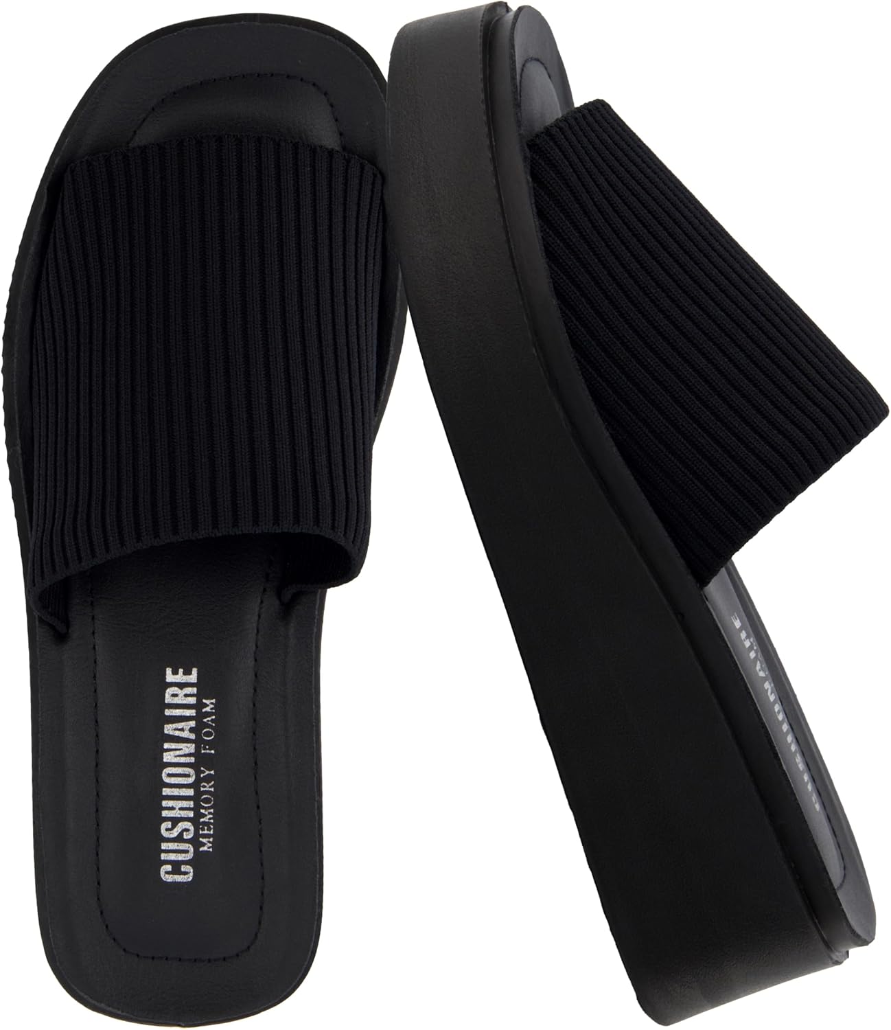 CUSHIONAIRE Pim Wedge Chunky Platform Womens Sandals with Firm Knit Upper & Memory Foam Summer Sandals for Women