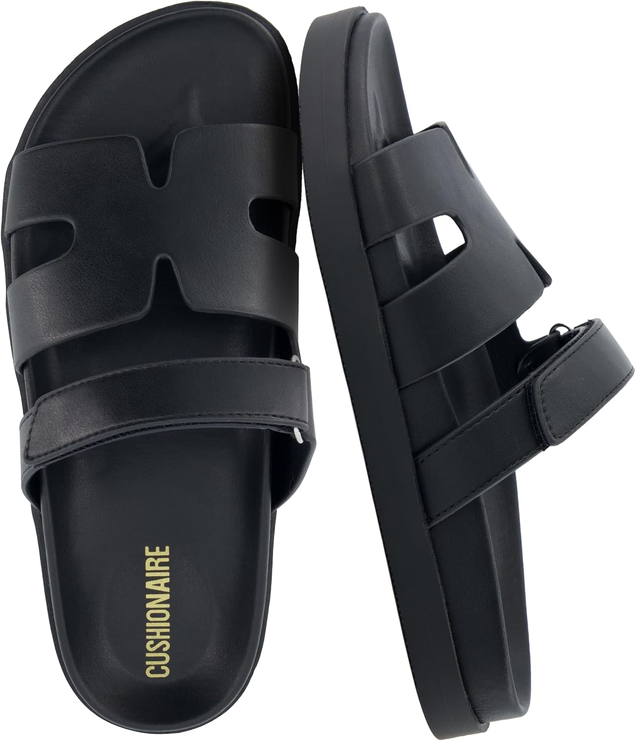 CUSHIONAIRE Estate Womens Sandals with Cut-Out Band & Adjustable Strap with Memory Foam, Summer Sandals for Women