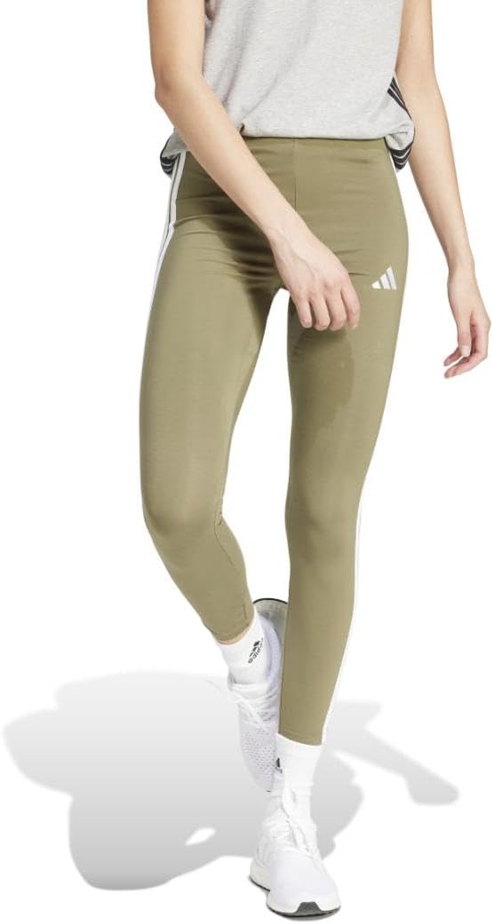 adidas Womens Essentials 3-Stripes Cotton Leggings Casual – Black