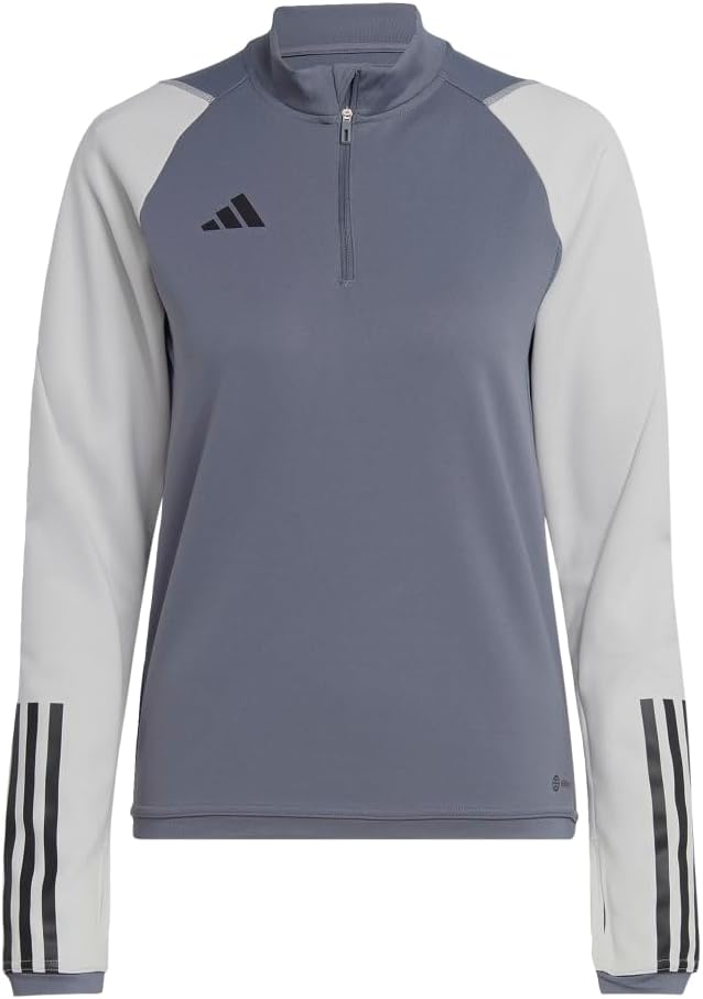 adidas Womens Tiro23 Competition Collared Long Sleeve Quarter Zip Soccer Cleats – Grey