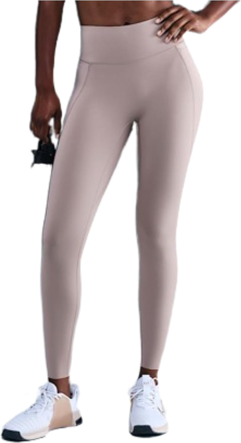 Nike Universa Women’s High-Waisted 7/8 Leggings with No Front Seam (Malt/Mink Brown/Moon Particle)