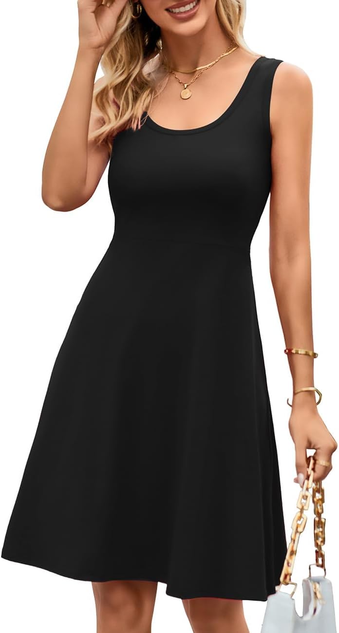 Herou Summer Beach Dresses for Women A Line Sleeveless Tank Dress | Casual,Scoop Neck,Soft,Knee Length,Breathable