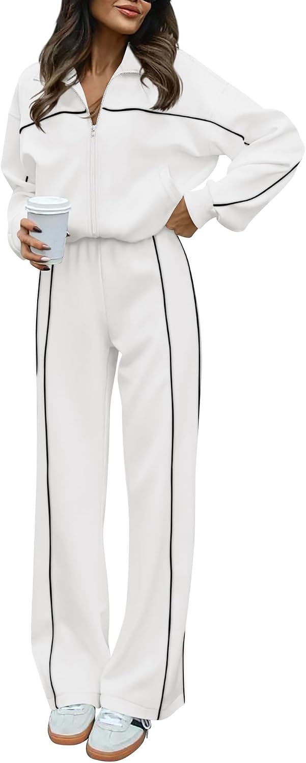 BTFBM Women’s Two Piece Tracksuit Fall 2026 Long Sleeve Zip Up Sweatshirt Long Pants Outfits Jogger Sweatsuit Sets