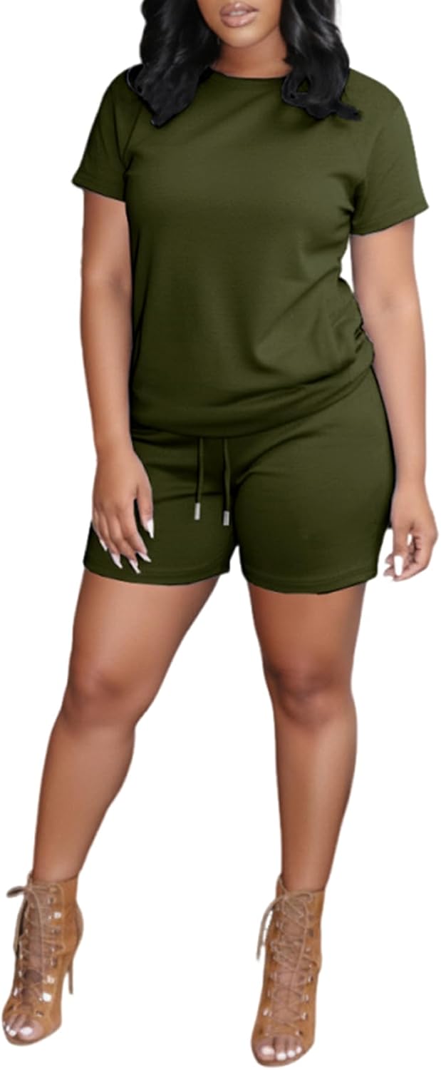 HBQ Women’s 2 Piece Summer Casual Outfits Lightweight Loungewear Short Set Workout Tracksuits for Vacation
