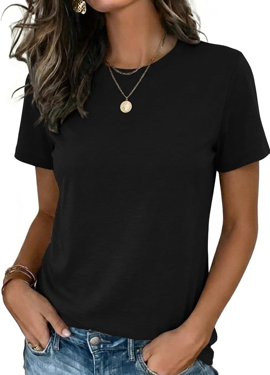 Zeagoo Womens Tshirt Short Sleeve Summer Tops Crewneck Casual Basic Tee Shirts Spring Clothes Trendy Outfit