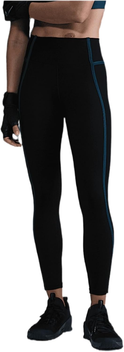 Nike One Women’s High-Waisted 7/8 Leggings (HJ1137-010, Black/Armory Navy/Black) Size Large