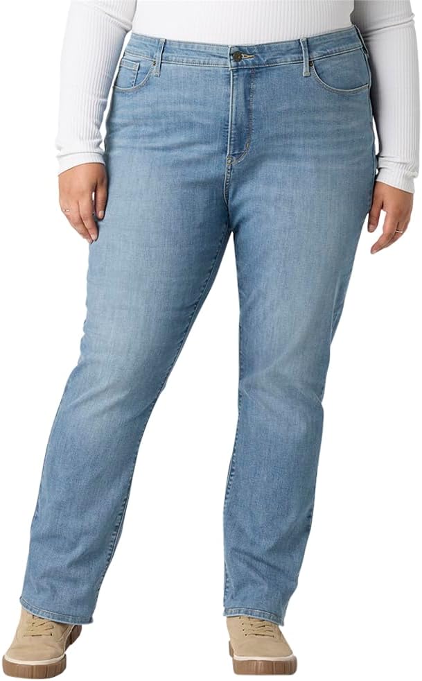 Levi Strauss Signature Gold Women’s Totally Shaping Straight Jeans Mid Rise Stretch Denim Curvy (Available in Plus)