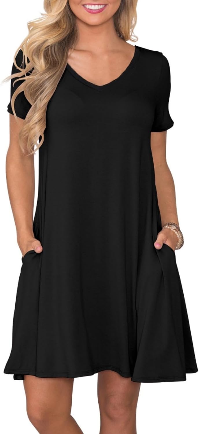 lionstill Women’s Casual T Shirt Dress Summer Short Sleeve Swing Dresses with Pockets