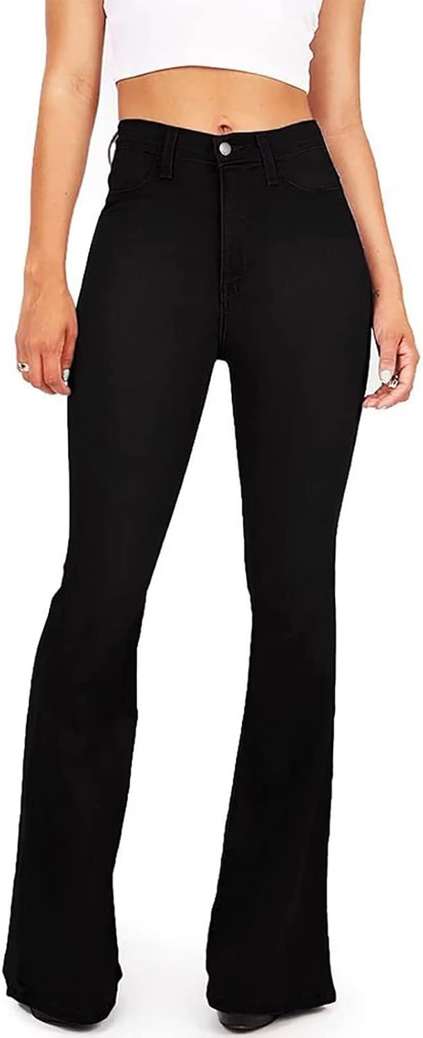KDF Flare Jeans for Women Women’s Bootcut Bell Bottom Jeans High Waisted Stretch Slimming Bell Bottoms Jeans