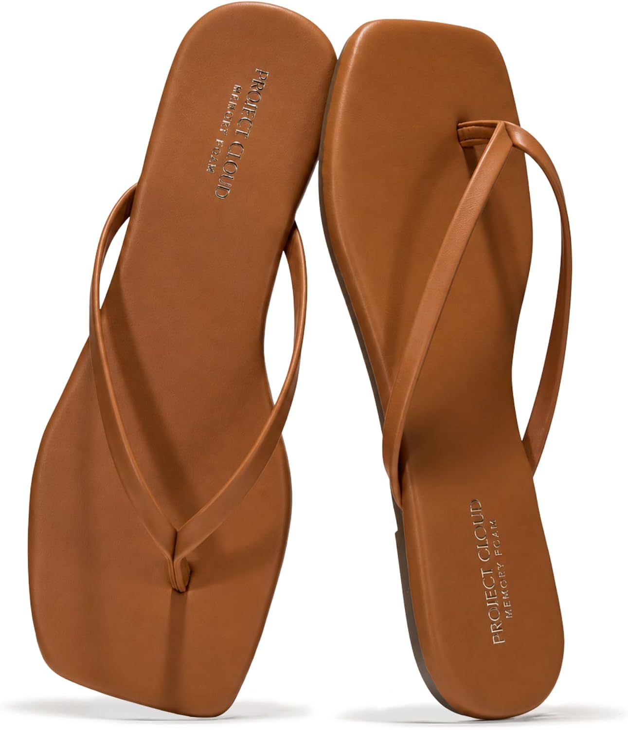 Project Cloud Square Toe Flip Flops For Women Footwear – Non Slip with Memory Foam Insole Beach Essentials Womens Sandals – Lightweight Thong Sandals Women (DEDICATION)