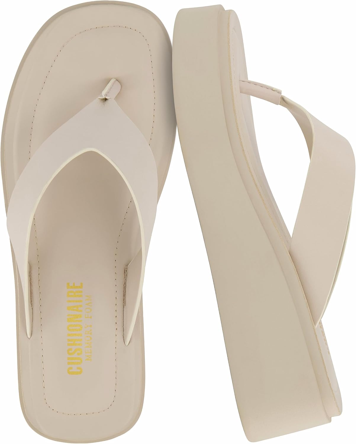 CUSHIONAIRE Pippin Chunky Platform Flip Flops, Stylish Wedge Flip Flops for Women with Cushioned Footbed and Durable Sole