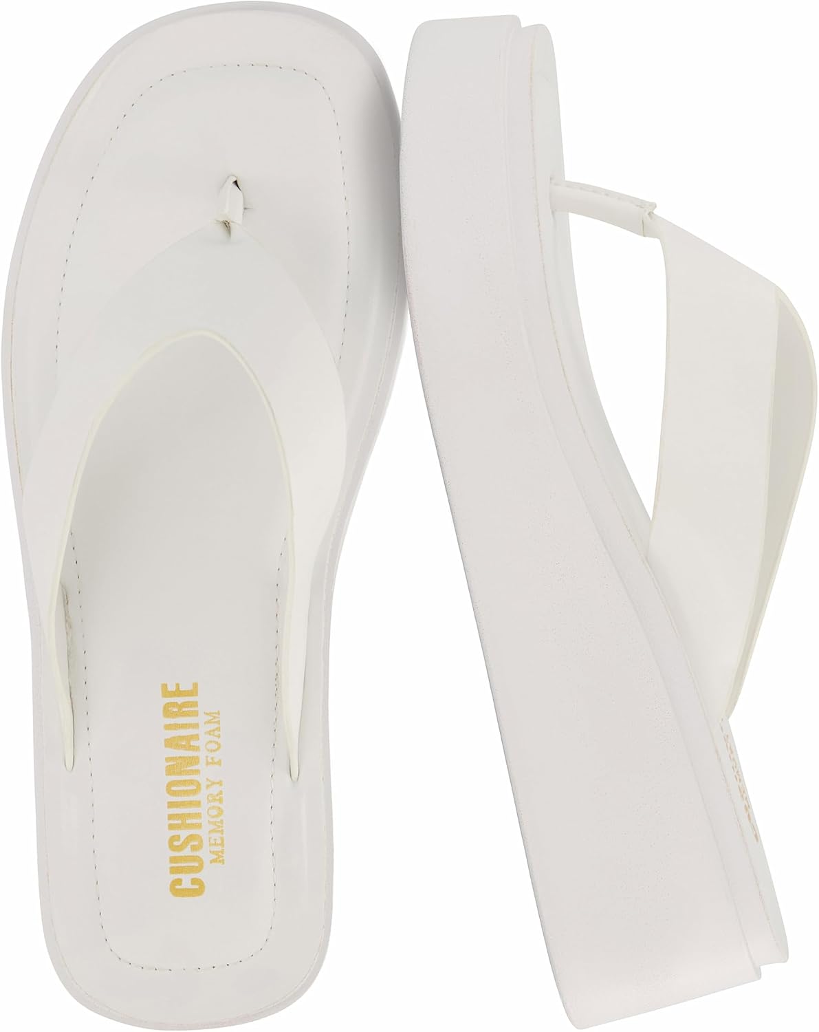 CUSHIONAIRE Pippin Chunky Platform Flip Flops, Stylish Wedge Flip Flops for Women with Cushioned Footbed and Durable Sole