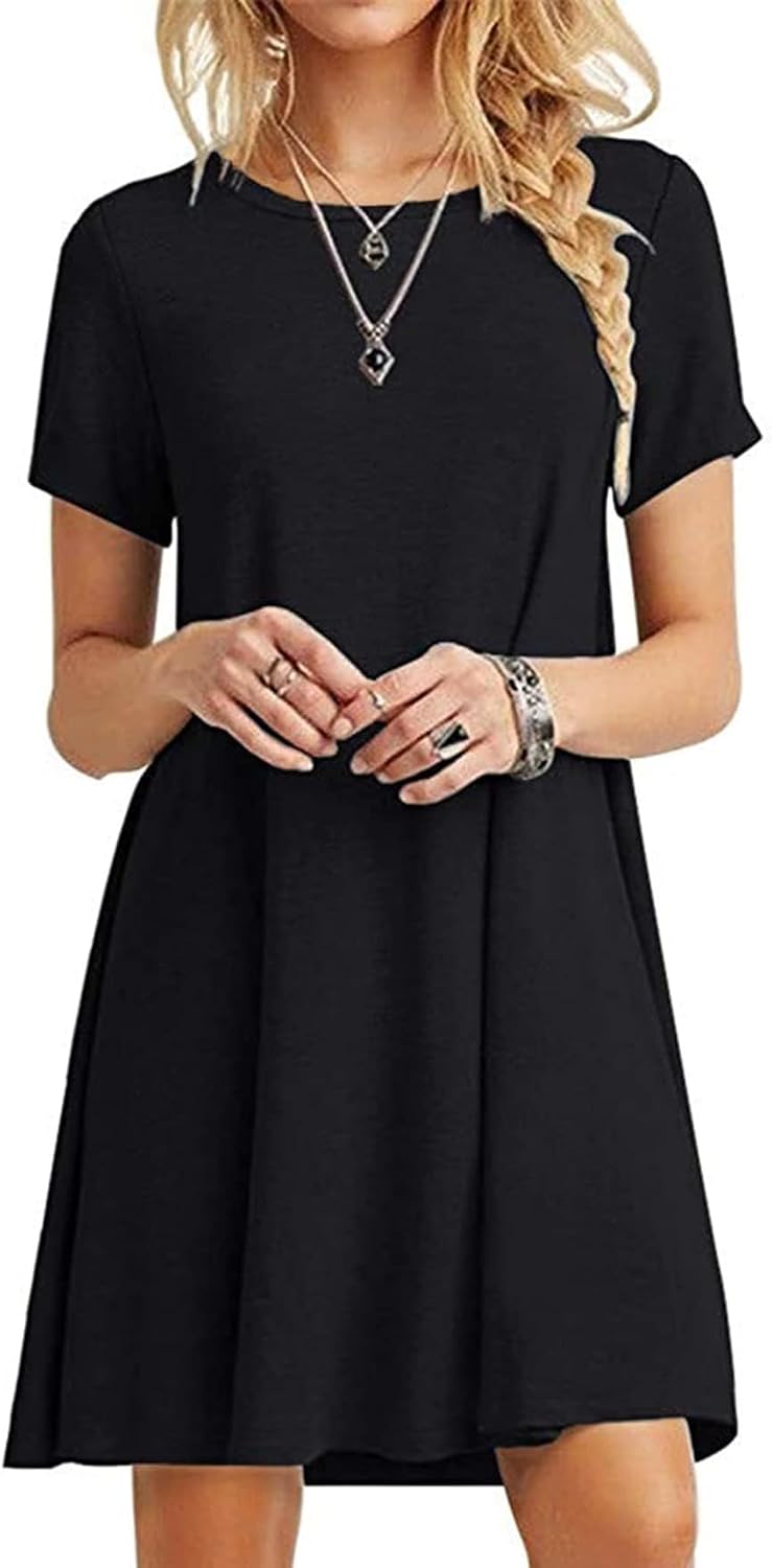 MOLERANI Women’s Casual Plain Simple T-Shirt Loose Dress