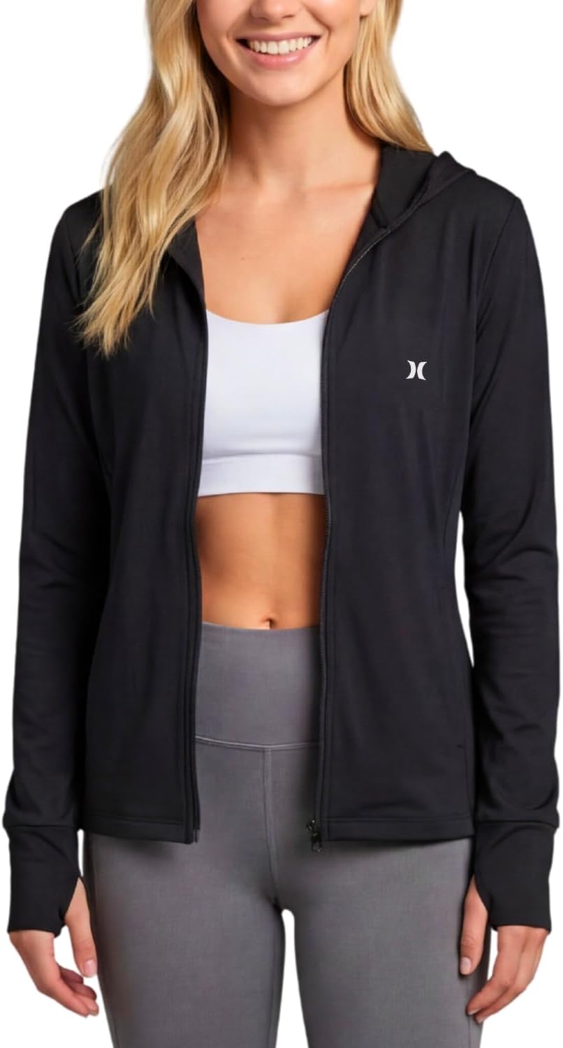 Hurley Sun Protection Lightweight Jacket Women – Sun Hoodie SPF 50+ UV Shirt Quick Dry Long Sleeve Sun Shirt Outdoor