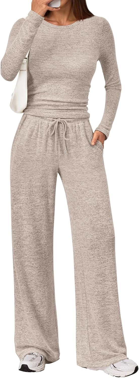 LILLUSORY Womens 2 Piece Matching Lounge Sets 2025 Fall Fashion Knit Sweater Airport Travel Vacation Outfits Gym Sweatsuits