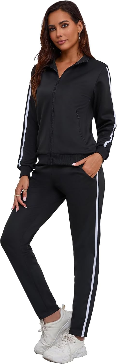 Women’s 2 Piece Tracksuit Long Sleeve Track Suits Full Zip Lounge Set Sweatsuits Outfits