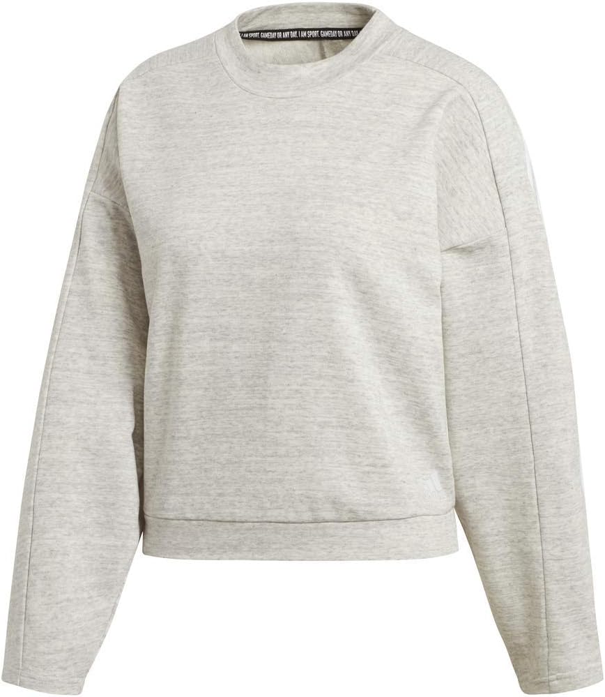 adidas Women’s Must Have Heather Sweatshirt, Solid Grey/Off White/White, Medium