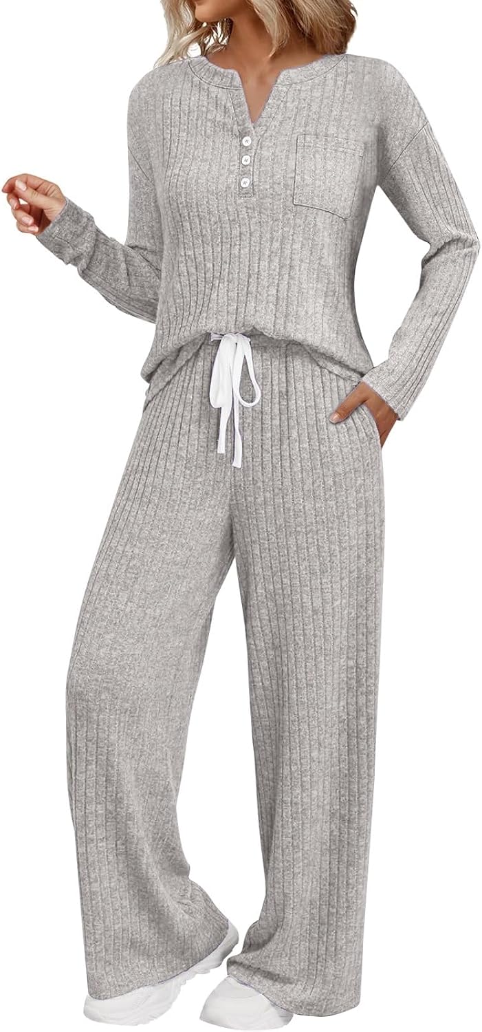 Tatumaie Pajamas for Women Set 2 Piece Lounge Sets Outfits Matching Sweat Suits Long Sleeve Sweater Long Pants Pockets 2025