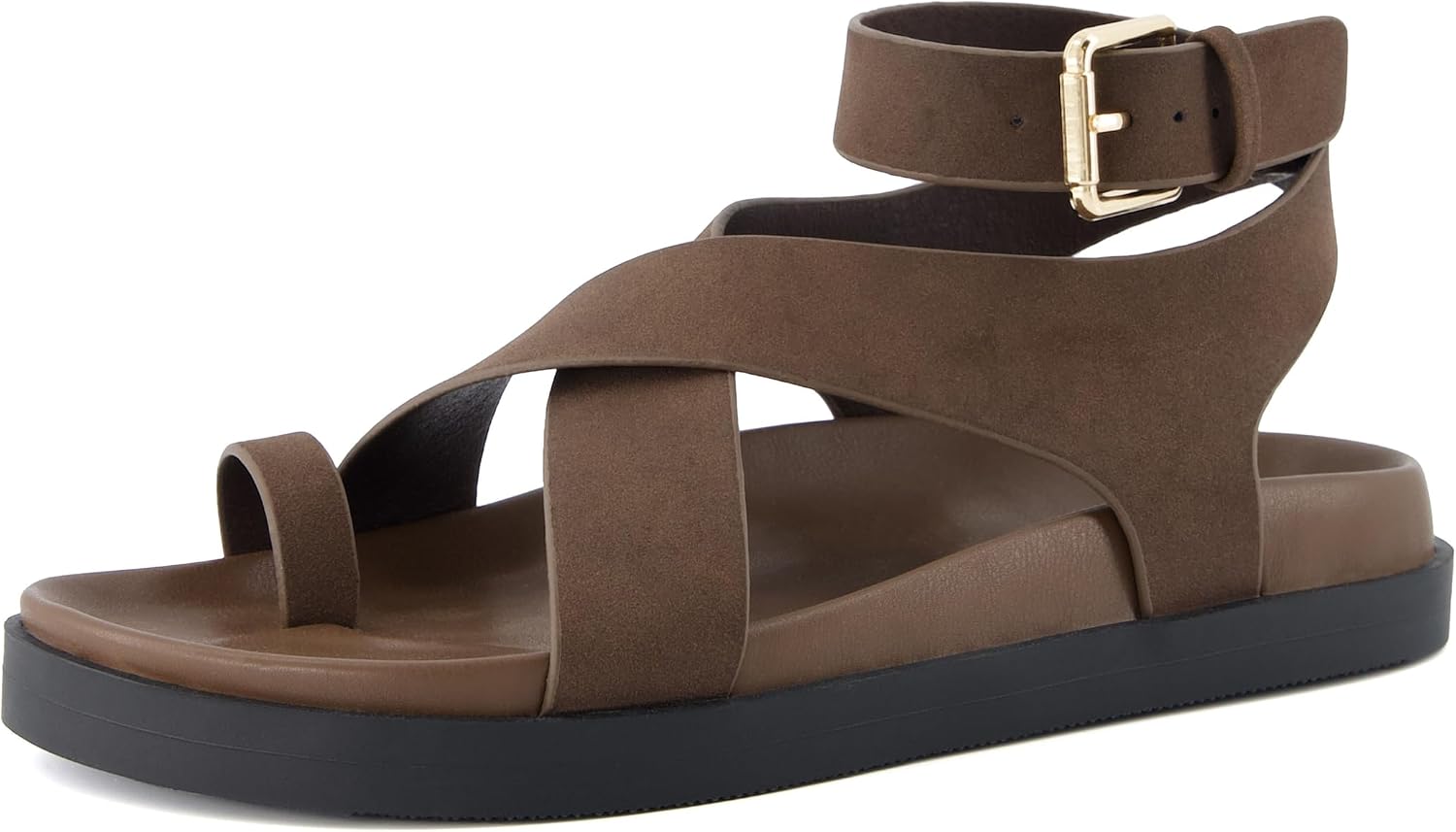 CUSHIONAIRE Entry Womens Ankle Wrap Molded Footbed Sandal with Adjustable Strap | Non-Slip Outsole | Womens Platform Sandals | Comfortable Summer Shoes | Wide Widths Available