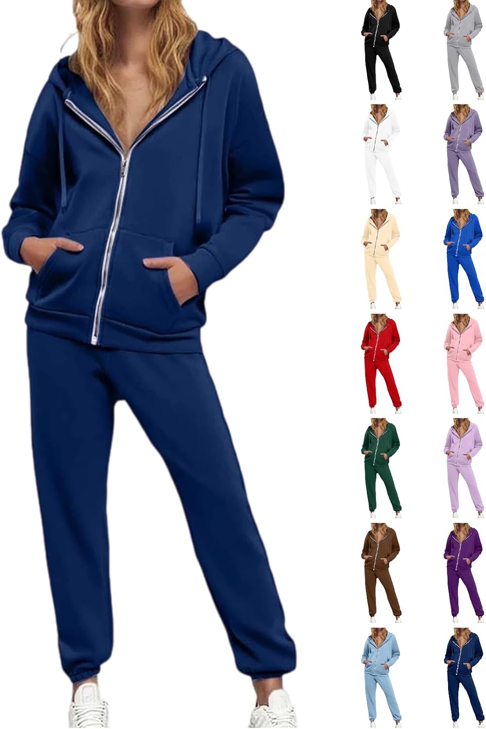 Sweatsuits Women 2 Piece Outfit Zip Up Hoodies Matching Sweatpants Lounge Set Causal Jogging Track Sweat Suits