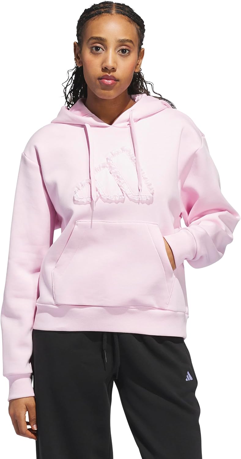 adidas Women’s Seasonal Essentials Ruffled Big Logo Graphic Hoodie