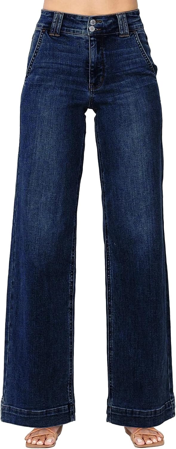 Astylish Women’s High Waisted Wide Leg Straight Jeans