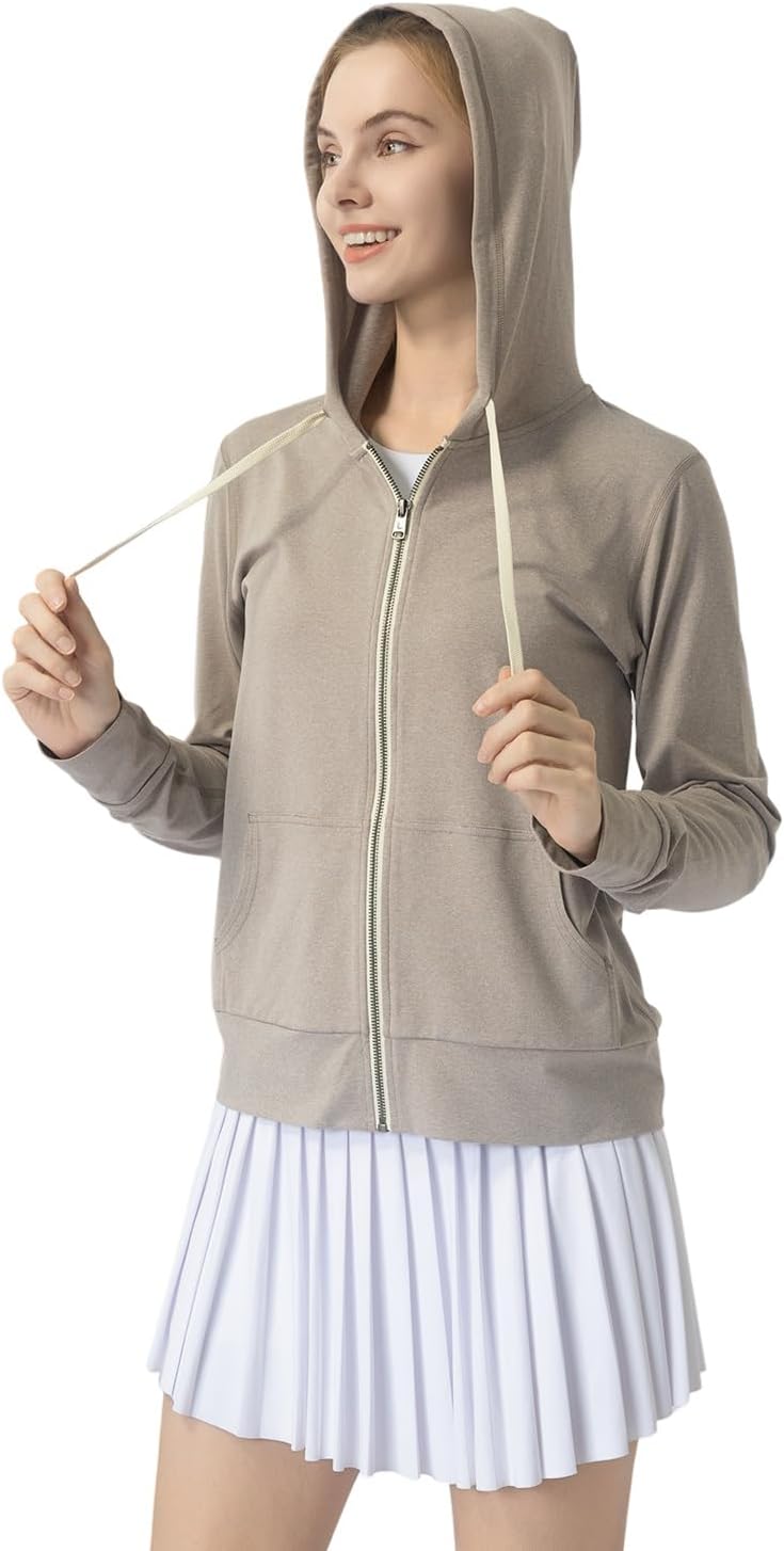 Women’s Stretch Athletic Full Zip Hoodie – Kangaroo Pockets, Comfort Workout Jacket for Active & Relaxed Days