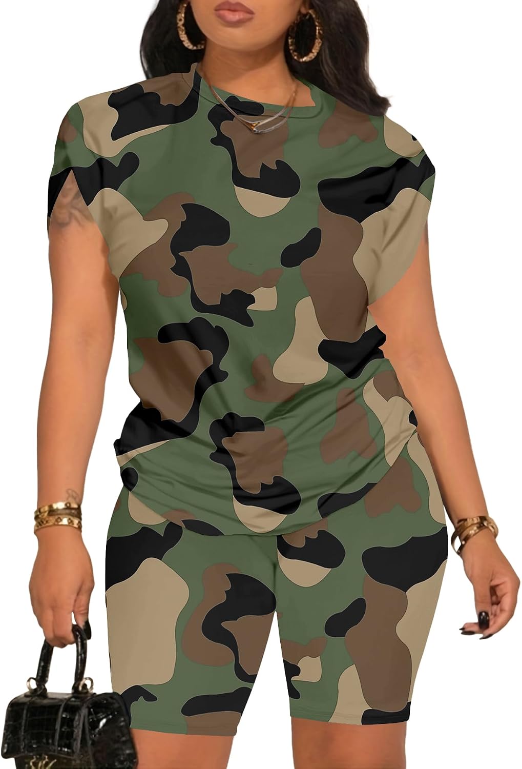 Women’s Summer 2 Piece Outfits Tracksuits Biker Short Workout Jogger Sets