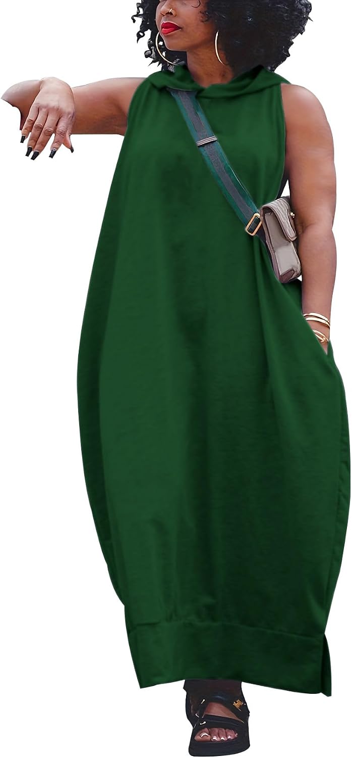 YeGine Oversize Tshirt Dress Women Summer Sleeveless Maxi Dress with Pockets