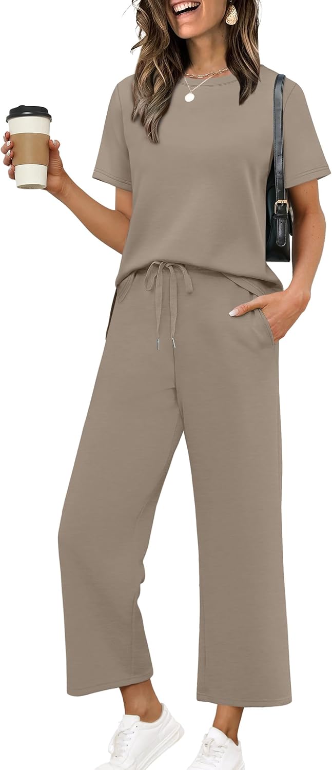 XIEERDUO Women’s Side Slit Lounge Sets 2026 Fashion 2 Piece Travel Outfits Cozy Loungewear Wide Leg Tracksuits S-3XL