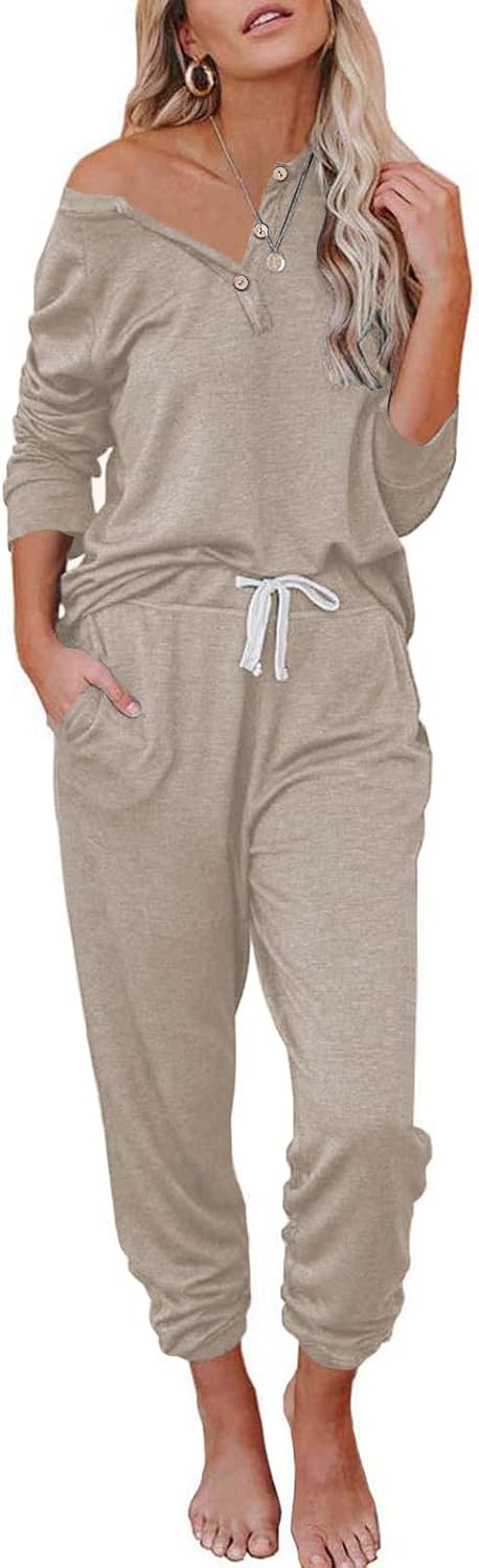 Women’s 2 Piece Outfits Lounge Sets Long Sleeve Tops and Jogger Sets | Long Sleeve Pullover Top Sweatpants Sweats Track Suits Loungewear Pajama Set