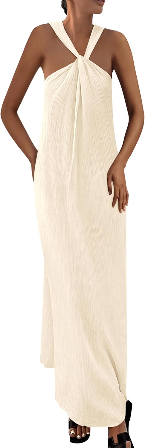 PRETTYGARDEN Womens 2026 Casual Long Summer Dresses Sleeveless Strappy Loose Flowy Beach Vacation Maxi Dress with Pockets