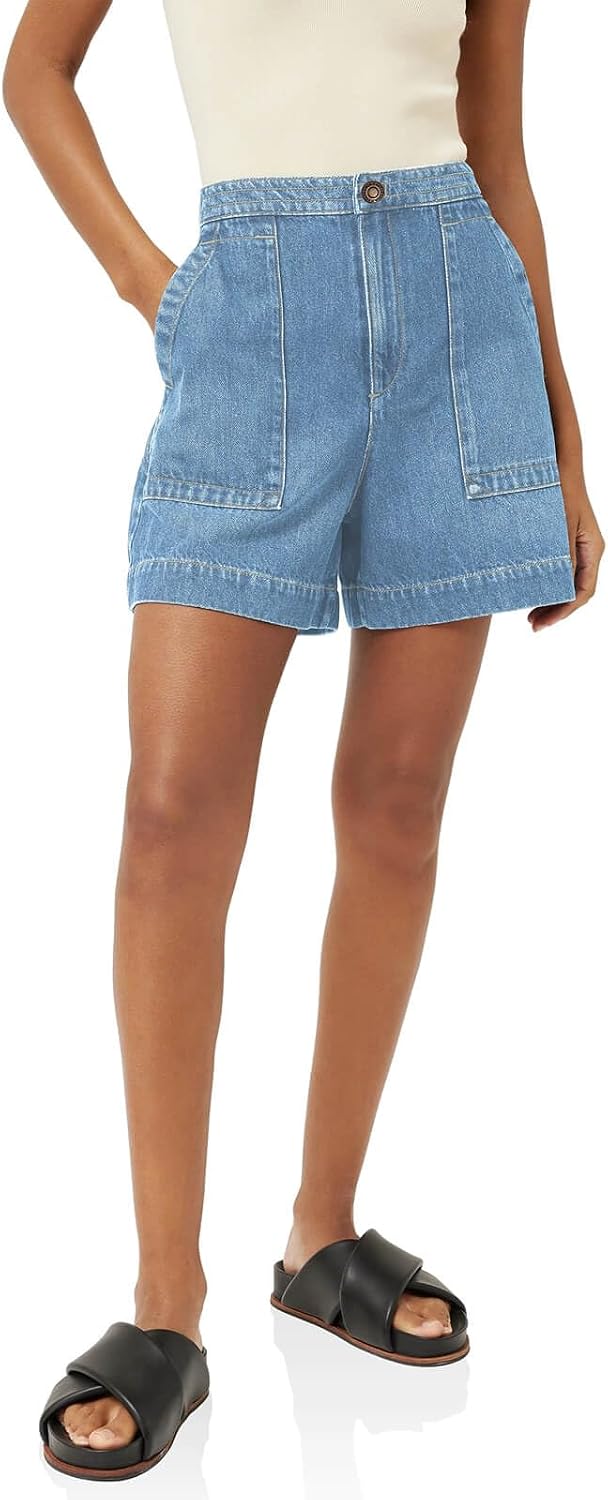 PLNOTME Womens Casual High Waisted Denim Shorts Wide Leg Summer Jean Shorts with Pockets