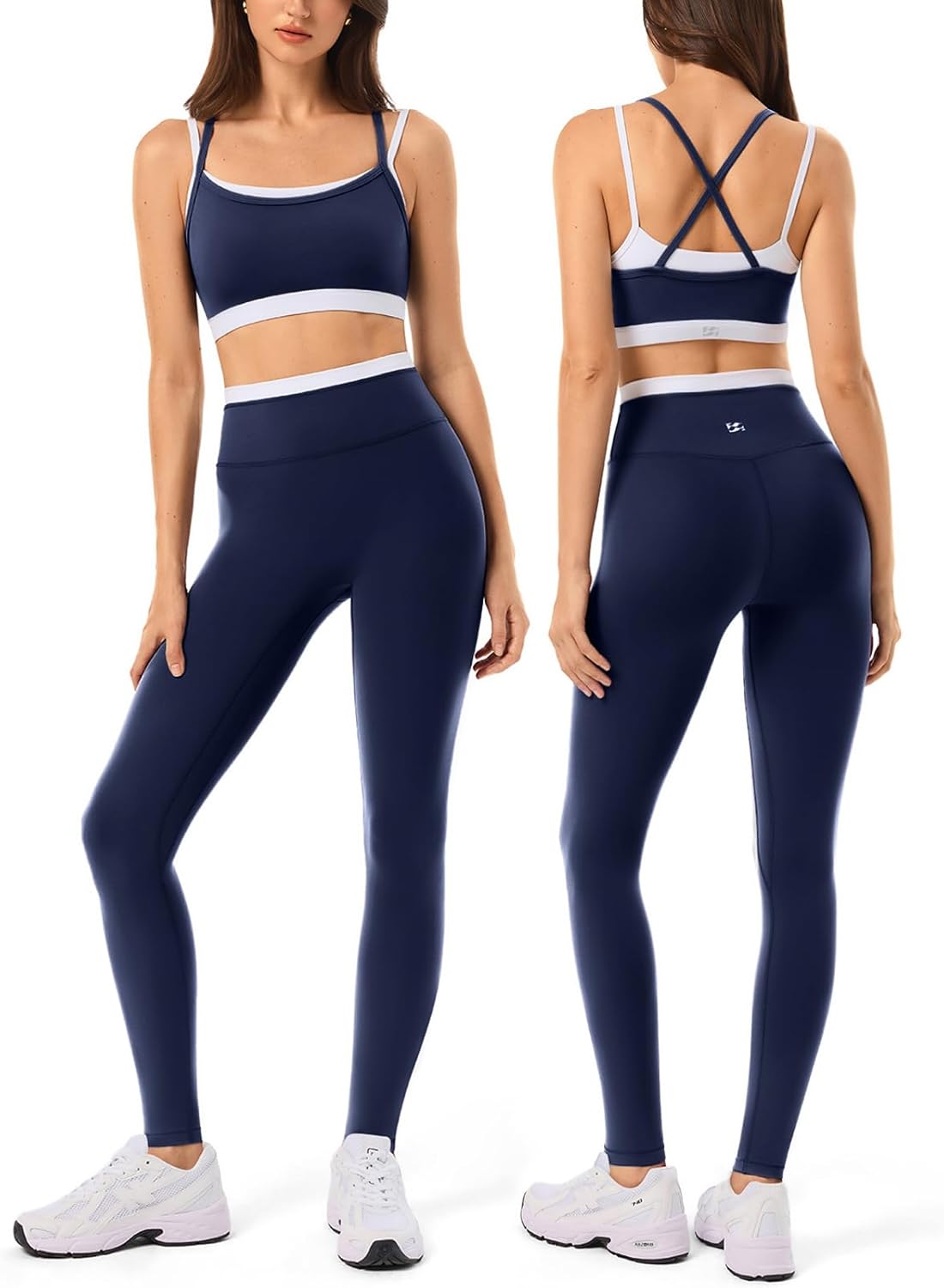2 Pieces Workout Sets for Women,Seamless Yoga Leggings with Padded Sports Bras,Athletic Matching Outfits,Gym,Casual
