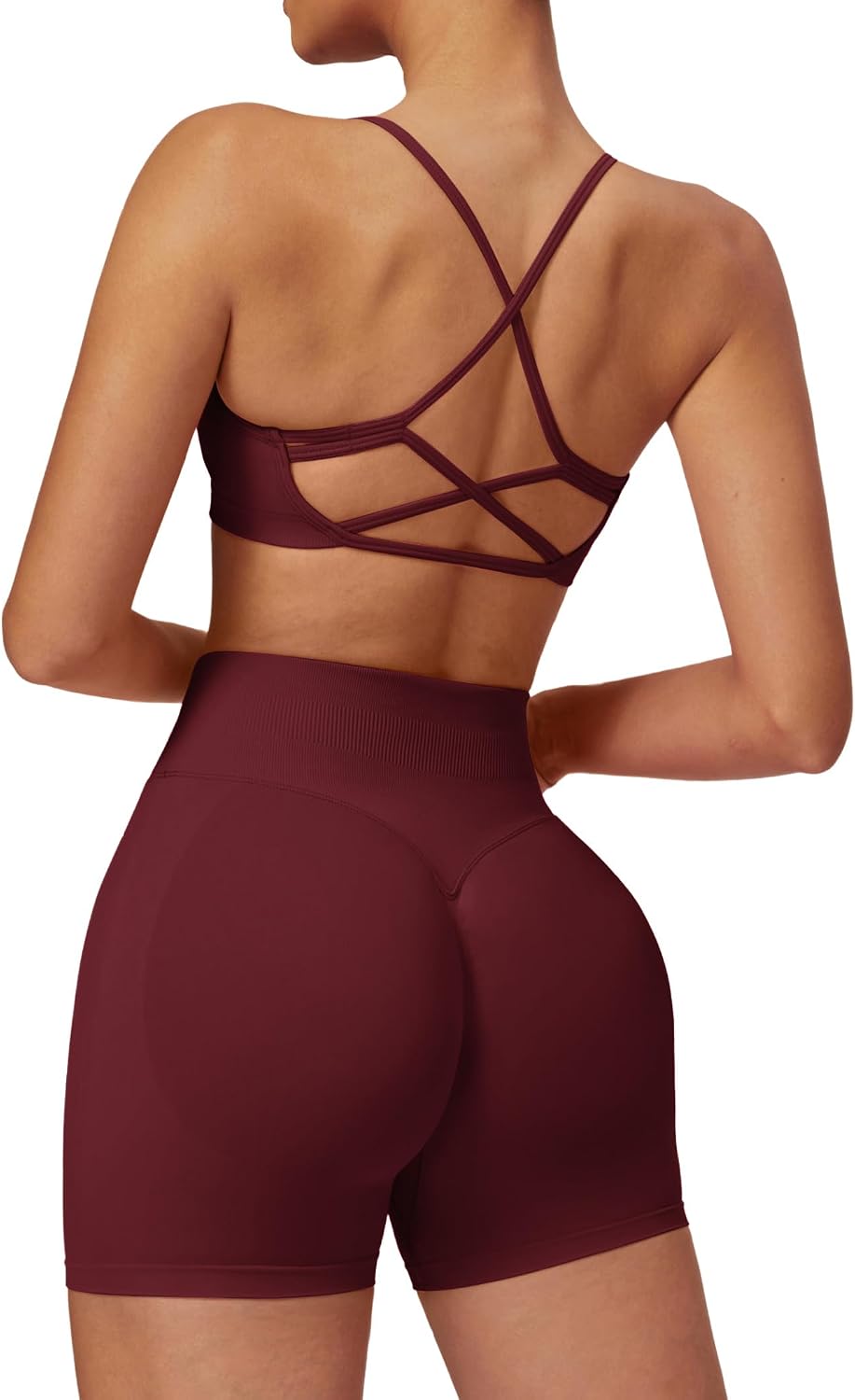 Women’s 2 Piece Workout Sets Criss Cross Sports Bra High Waist Shorts Yoga Gym Outfits