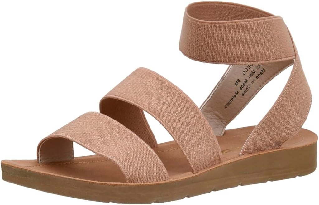 CUSHIONAIRE Indego Strappy Flat Sandals for Women with Elastic Upper, Arch Support and Memory Foam