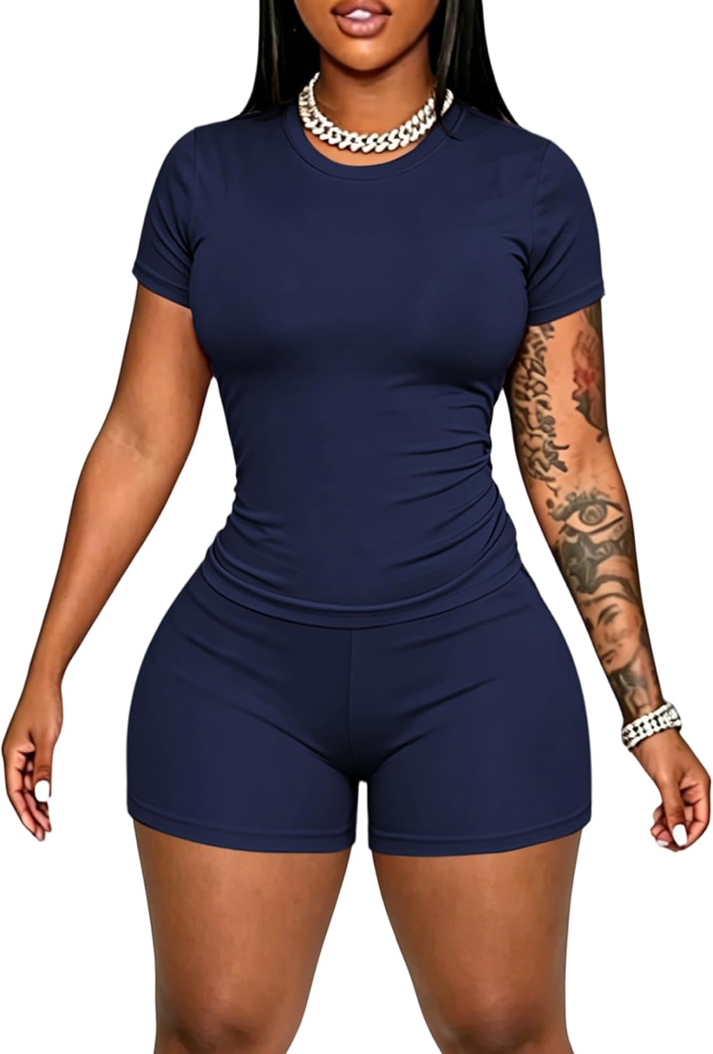 chicyes Workout Sets For Women Casual Summer Lounge Outfits 2 Piece Short Gym Sets Matching Clothes