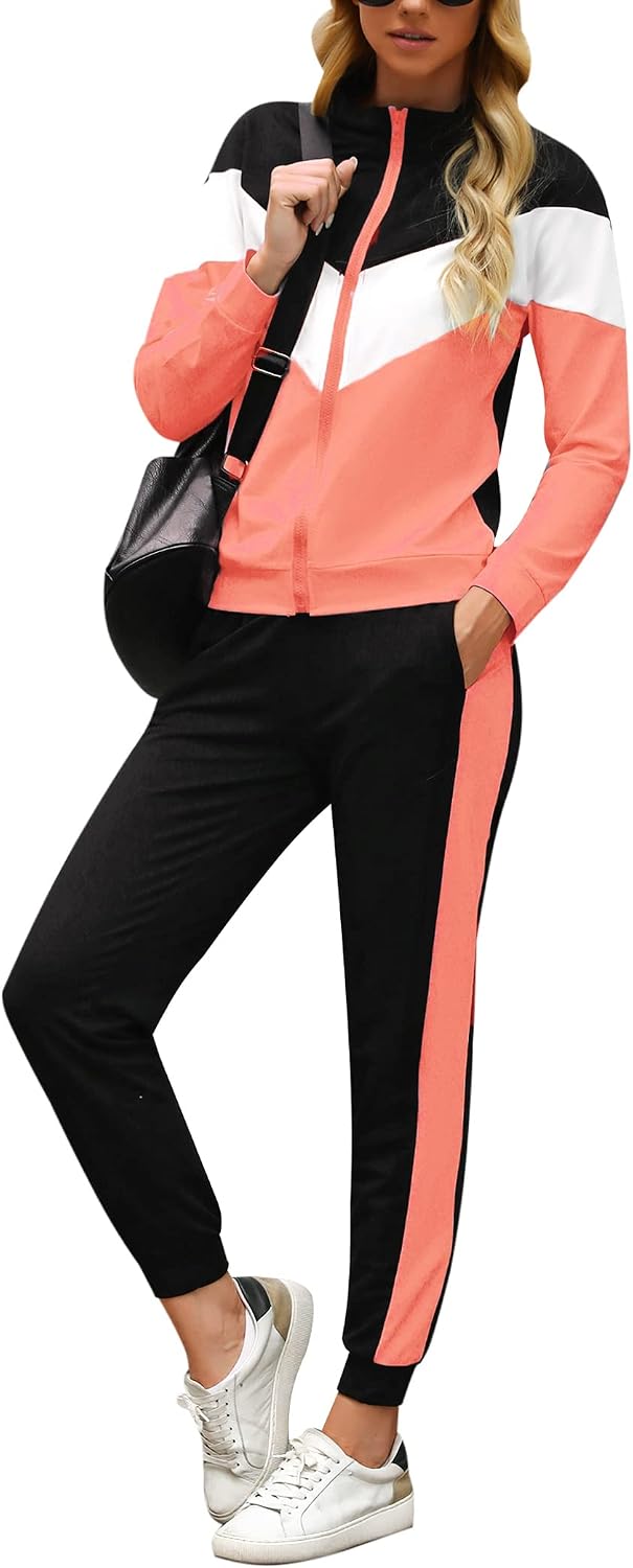 Marvmys Women’s Tracksuit Set 2 Piece Sweatsuit Outfits Long Sleeve Zip Up Lounge Jogger Set with Pocket