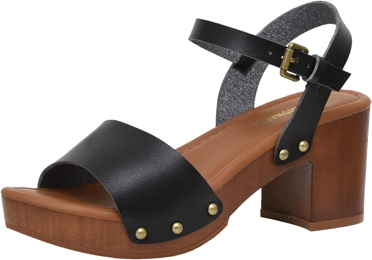 CUSHIONAIRE Women’s Sloan Faux Wood Sandal +Memory Foam Insole & LiteSole Technology -Wide Widths Available