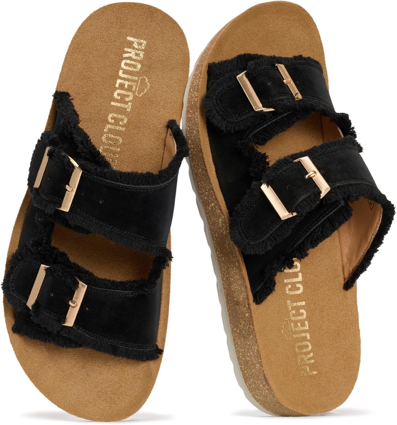 Project Cloud Comfortable Sandals Women – Lightweight with Plush & Soft Insole Buckle Womens Sandals – Non Slip and Durable Fashion Platform Frayed Sandal for Women 2026 (LIGHT)