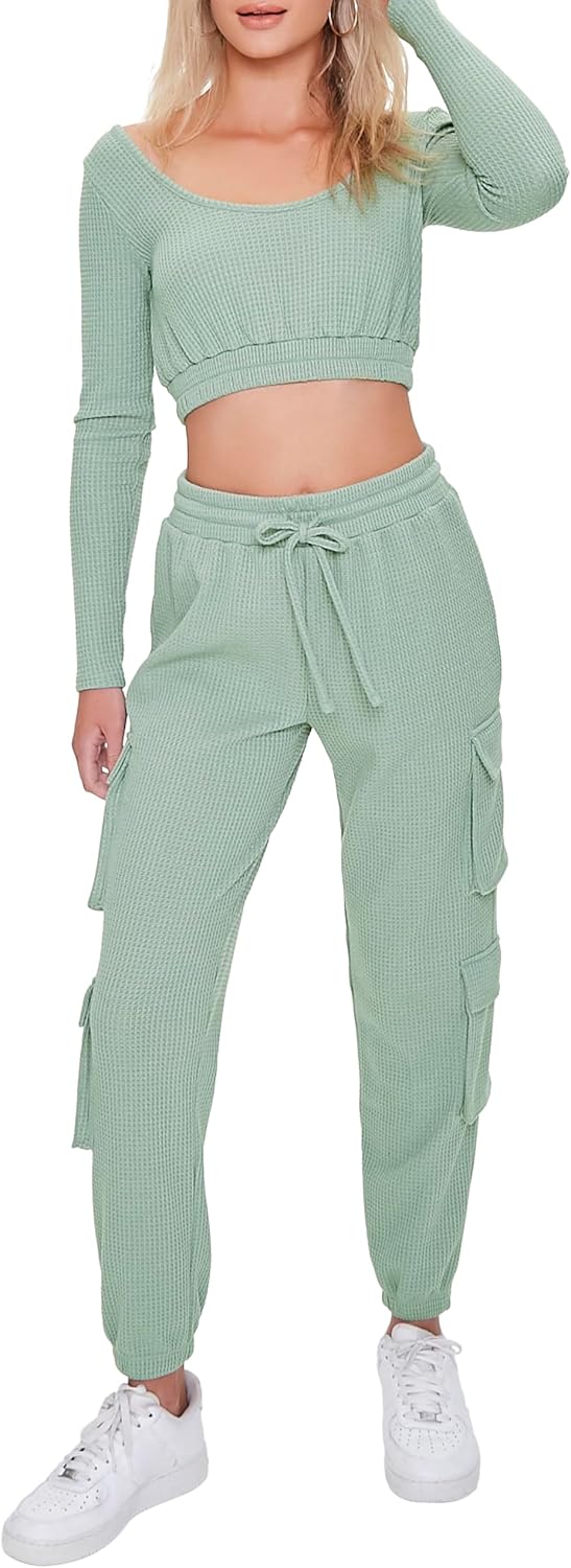 Forever 21 Women’s Waffle Knit Cargo Joggers